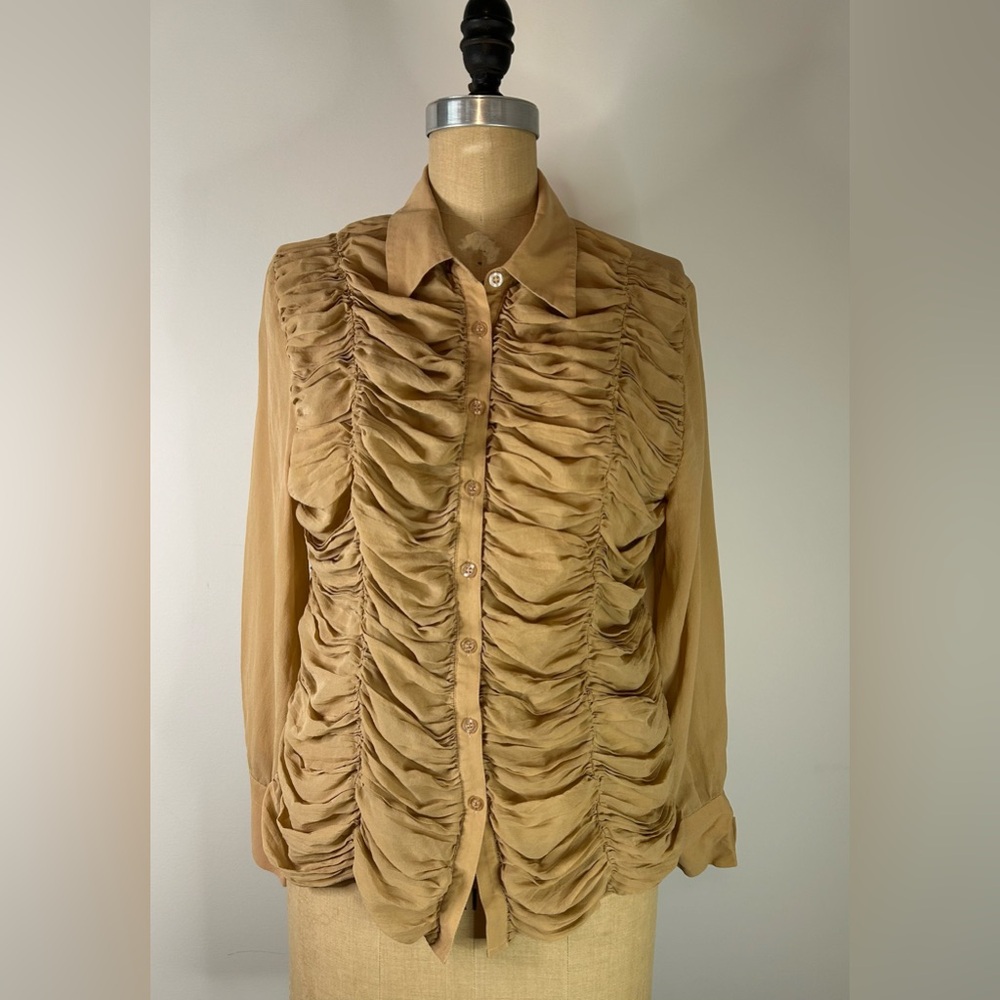 Max Studio Silk Button Down Blouse